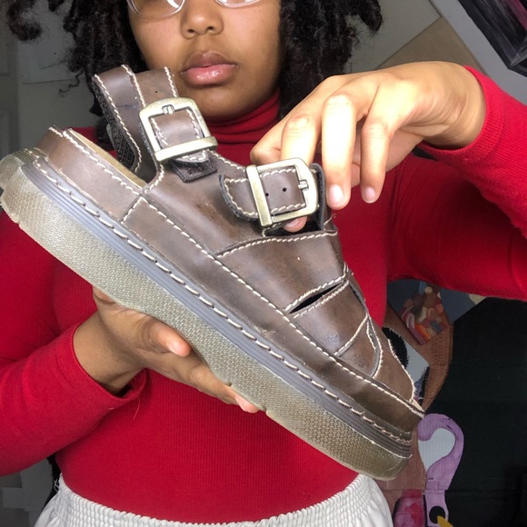 Brown leather platform sandals - Picture 2 of 4